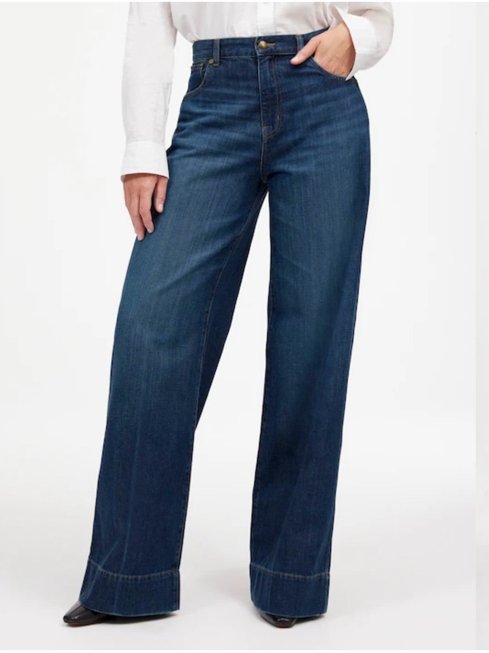 Madewell Wide-Leg High-Rise Jeans in Dark Indigo - Picture 1 of 13